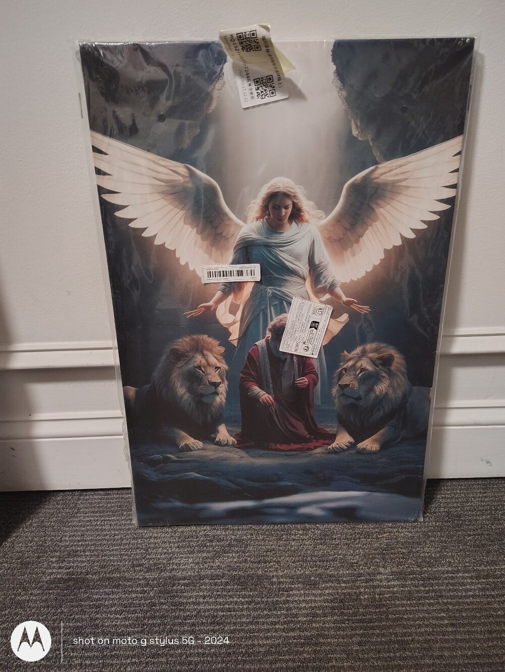 Daniel in the Lions’ Den Angel Protection AI Art Canvas Wall Decor